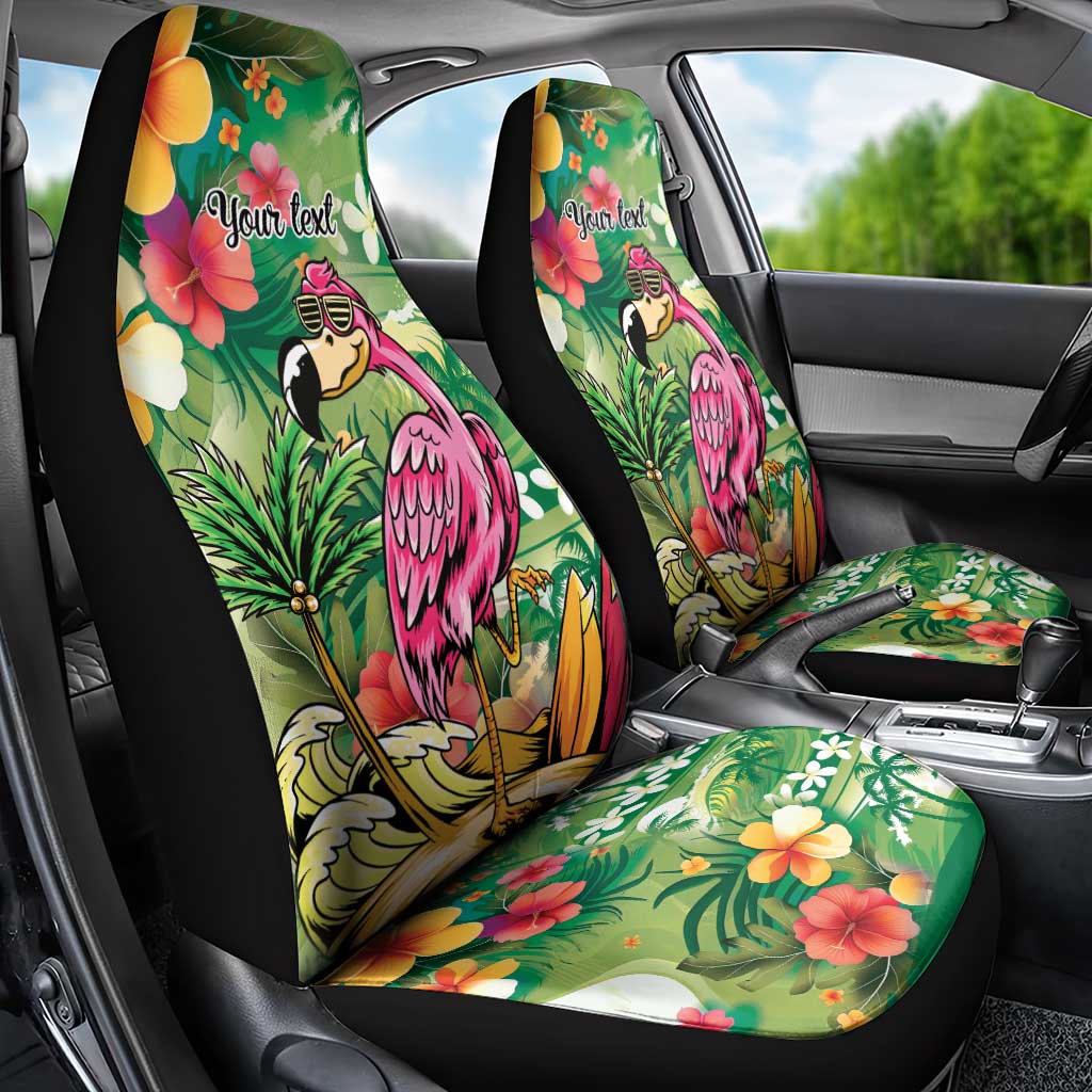 Hawaiian Flamingo Hibiscus Personalised Car Seat Cover Green Summer Tropical Flowers LT9 - Polynesian Pride