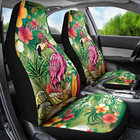 Hawaiian Flamingo Hibiscus Personalised Car Seat Cover Green Summer Tropical Flowers LT9 - Polynesian Pride