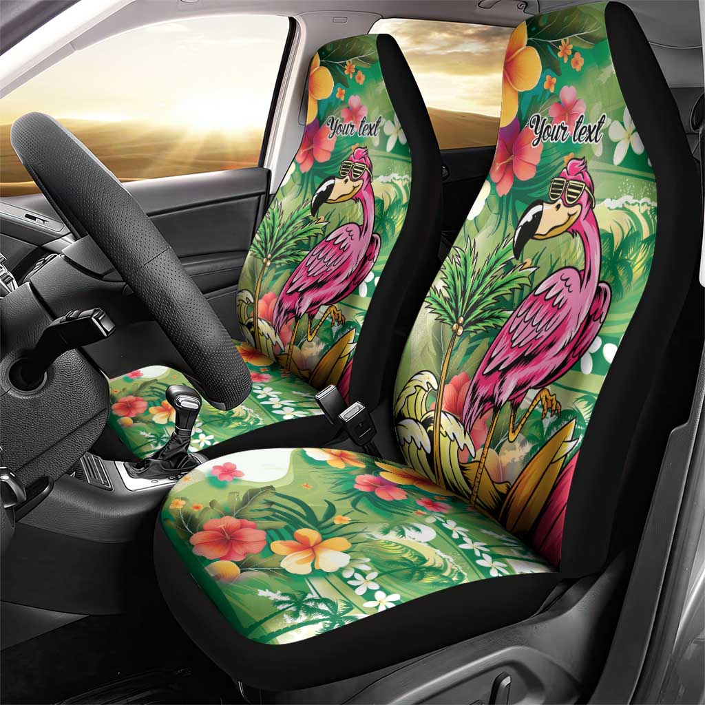 Hawaiian Flamingo Hibiscus Personalised Car Seat Cover Green Summer Tropical Flowers LT9 - Polynesian Pride