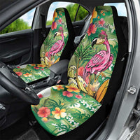 Hawaiian Flamingo Hibiscus Personalised Car Seat Cover Green Summer Tropical Flowers LT9 - Polynesian Pride