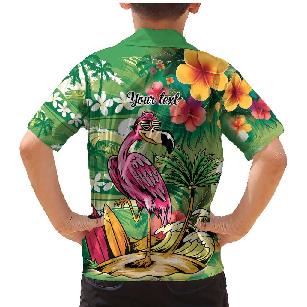 Hawaiian Flamingo Hibiscus Personalised Family Matching Mermaid Dress and Hawaiian Shirt Green Summer Tropical Flowers LT9 - Polynesian Pride