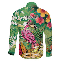 Hawaiian Flamingo Hibiscus Personalised Family Matching Mermaid Dress and Hawaiian Shirt Green Summer Tropical Flowers LT9 - Polynesian Pride