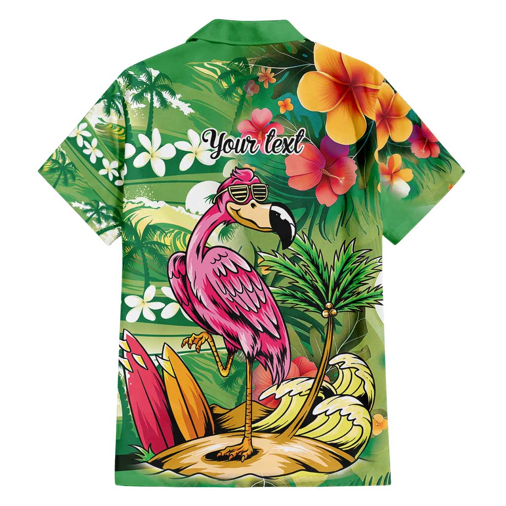 Hawaiian Flamingo Hibiscus Personalised Family Matching Puletasi and Hawaiian Shirt Green Summer Tropical Flowers LT9 - Polynesian Pride