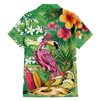 Hawaiian Flamingo Hibiscus Personalised Family Matching Tank Maxi Dress and Hawaiian Shirt Green Summer Tropical Flowers LT9 - Polynesian Pride