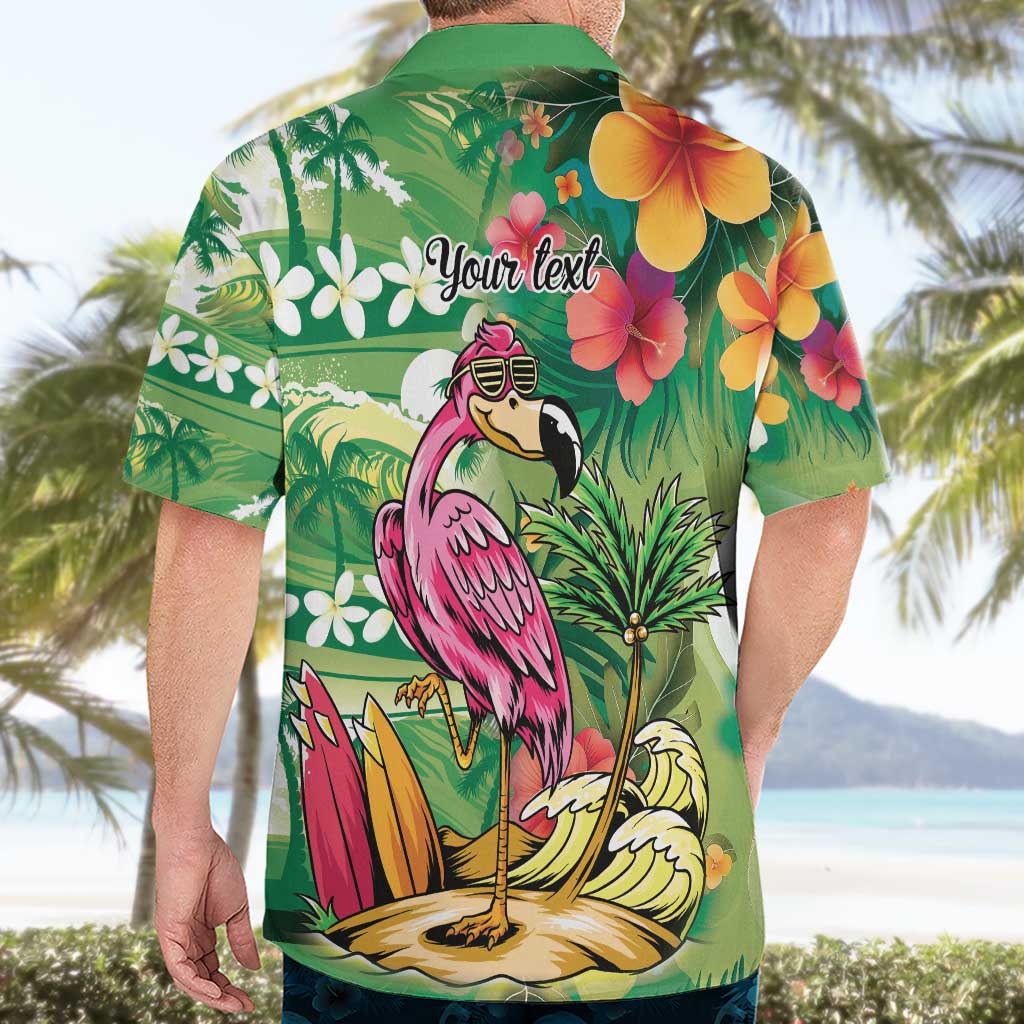 Hawaiian Flamingo Hibiscus Personalised Hawaiian Shirt Green Summer Tropical Flowers LT9 - Polynesian Pride