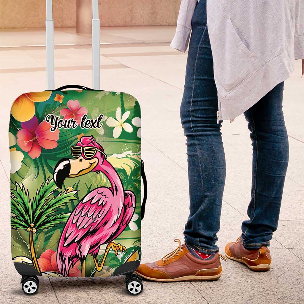 Hawaiian Flamingo Hibiscus Personalised Luggage Cover Green Summer Tropical Flowers LT9 Green - Polynesian Pride
