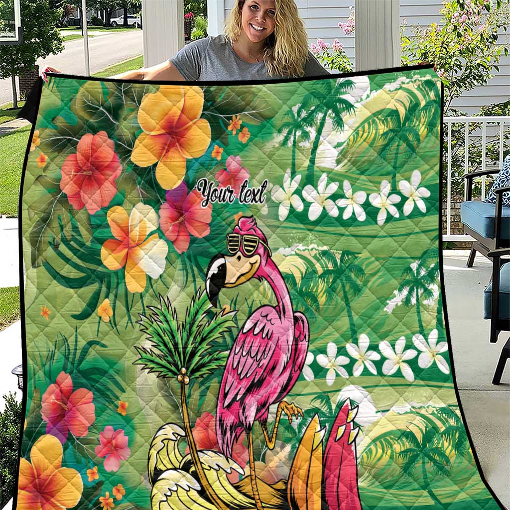 Hawaiian Flamingo Hibiscus Personalised Quilt Green Summer Tropical Flowers LT9 Green - Polynesian Pride
