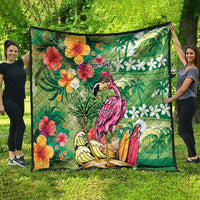 Hawaiian Flamingo Hibiscus Personalised Quilt Green Summer Tropical Flowers LT9 - Polynesian Pride