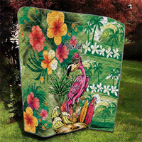 Hawaiian Flamingo Hibiscus Personalised Quilt Green Summer Tropical Flowers LT9 - Polynesian Pride