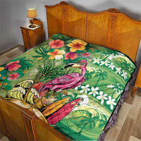 Hawaiian Flamingo Hibiscus Personalised Quilt Green Summer Tropical Flowers LT9 - Polynesian Pride