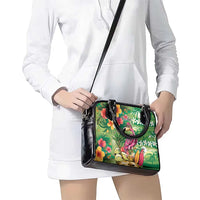 Hawaiian Flamingo Hibiscus Personalised Shoulder Handbag Green Summer Tropical Flowers - Polynesian Pride