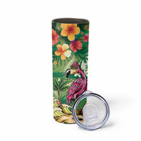 Hawaiian Flamingo Hibiscus Personalised Skinny Tumbler Green Summer Tropical Flowers LT9 - Polynesian Pride