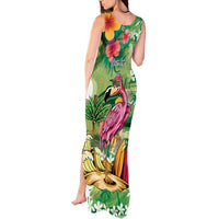 Hawaiian Flamingo Hibiscus Personalised Tank Maxi Dress Green Summer Tropical Flowers LT9 - Polynesian Pride