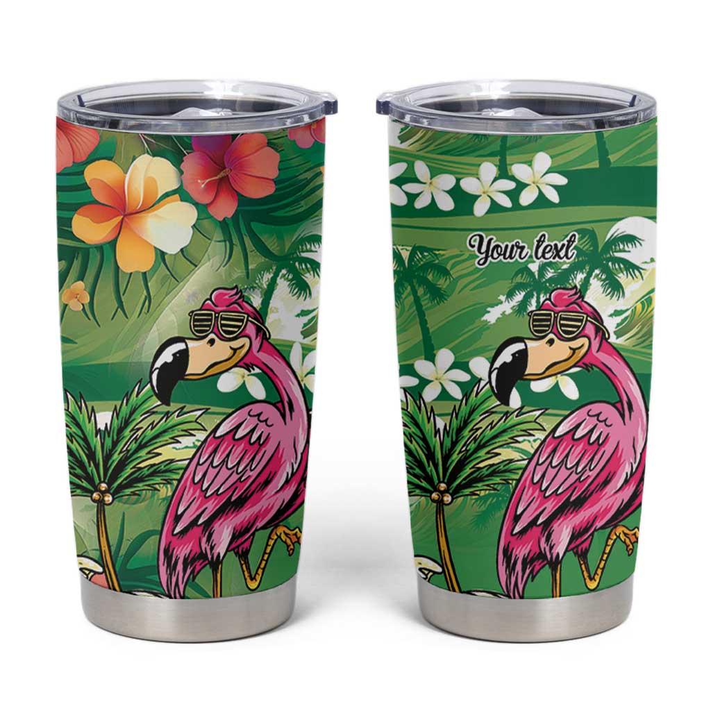 Hawaiian Flamingo Hibiscus Personalised Tumbler Cup Green Summer Tropical Flowers LT9 Green - Polynesian Pride