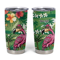 Hawaiian Flamingo Hibiscus Personalised Tumbler Cup Green Summer Tropical Flowers LT9 Green - Polynesian Pride