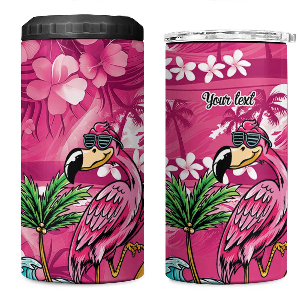 Hawaiian Flamingo Hibiscus Personalised 4 in 1 Can Cooler Tumbler Pink Summer Tropical Flowers LT9 One Size: 16 oz Pink - Polynesian Pride