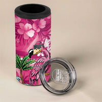 Hawaiian Flamingo Hibiscus Personalised 4 in 1 Can Cooler Tumbler Pink Summer Tropical Flowers LT9 - Polynesian Pride
