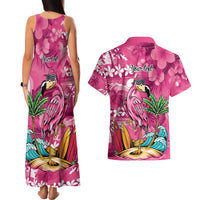 Hawaiian Flamingo Hibiscus Personalised Couples Matching Tank Maxi Dress and Hawaiian Shirt Pink Summer Tropical Flowers LT9 - Polynesian Pride