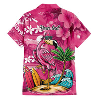 Hawaiian Flamingo Hibiscus Personalised Family Matching Off The Shoulder Long Sleeve Dress and Hawaiian Shirt Pink Summer Tropical Flowers LT9 - Polynesian Pride