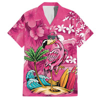 Hawaiian Flamingo Hibiscus Personalised Family Matching Summer Maxi Dress and Hawaiian Shirt Pink Summer Tropical Flowers LT9 Dad's Shirt - Short Sleeve Pink - Polynesian Pride