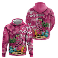 Hawaiian Flamingo Hibiscus Personalised Hoodie Pink Summer Tropical Flowers LT9 - Polynesian Pride