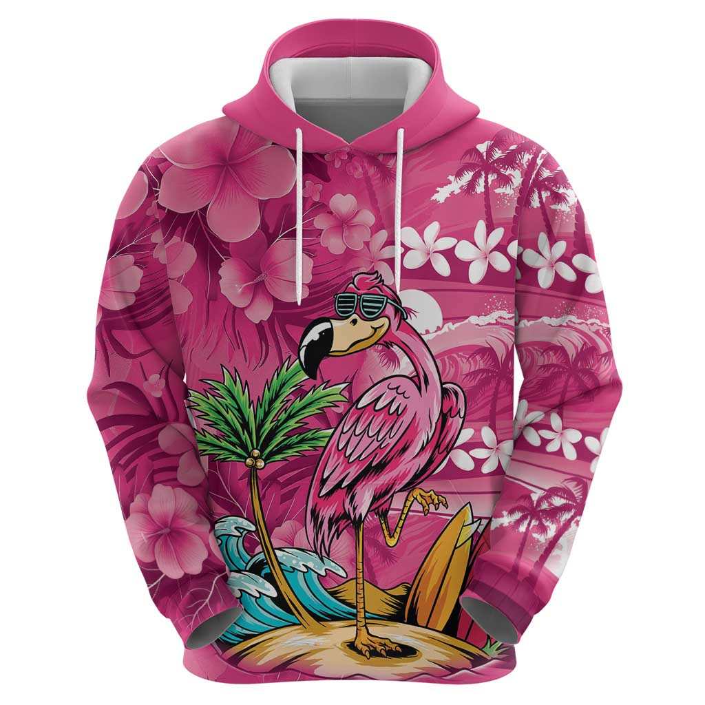 Hawaiian Flamingo Hibiscus Personalised Hoodie Pink Summer Tropical Flowers LT9 - Polynesian Pride