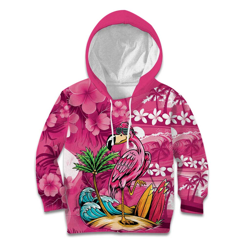 Hawaiian Flamingo Hibiscus Personalised Kid Hoodie Pink Summer Tropical Flowers LT9 Hoodie Pink - Polynesian Pride