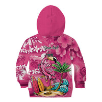 Hawaiian Flamingo Hibiscus Personalised Kid Hoodie Pink Summer Tropical Flowers LT9 - Polynesian Pride