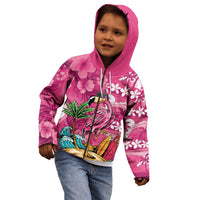 Hawaiian Flamingo Hibiscus Personalised Kid Hoodie Pink Summer Tropical Flowers LT9 - Polynesian Pride