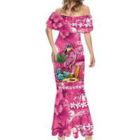 Hawaiian Flamingo Hibiscus Personalised Mermaid Dress Pink Summer Tropical Flowers LT9 - Polynesian Pride