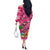 Hawaiian Flamingo Hibiscus Personalised Off The Shoulder Long Sleeve Dress Pink Summer Tropical Flowers - Polynesian Pride