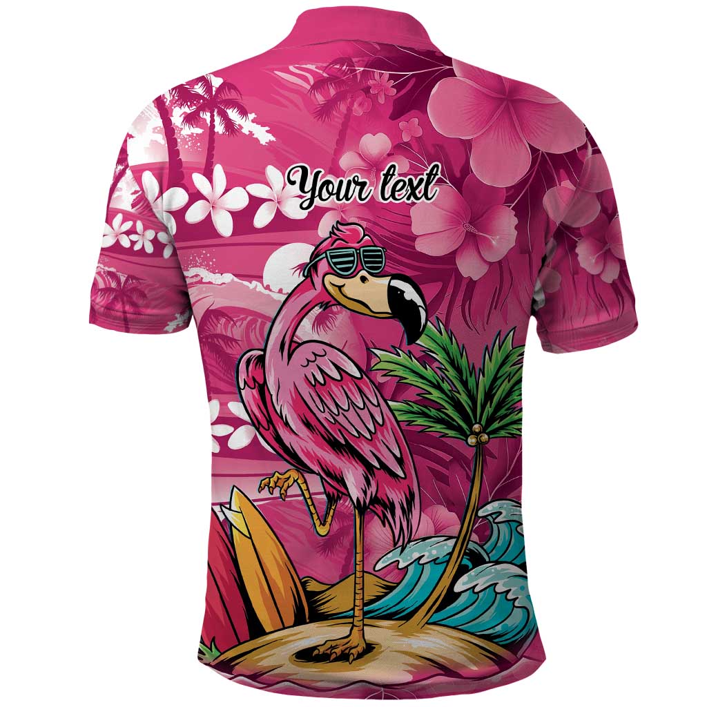 Hawaiian Flamingo Hibiscus Personalised Polo Shirt Pink Summer Tropical Flowers LT9 - Polynesian Pride