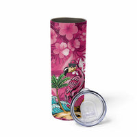 Hawaiian Flamingo Hibiscus Personalised Skinny Tumbler Pink Summer Tropical Flowers LT9 - Polynesian Pride