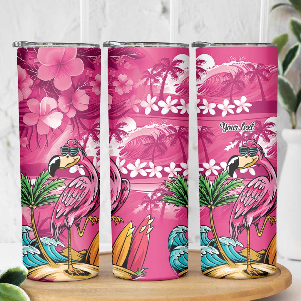 Hawaiian Flamingo Hibiscus Personalised Skinny Tumbler Pink Summer Tropical Flowers LT9 - Polynesian Pride