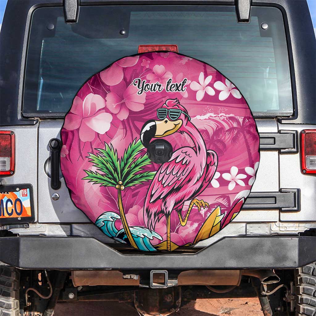 Hawaiian Flamingo Hibiscus Personalised Spare Tire Cover Pink Summer Tropical Flowers LT9 Pink - Polynesian Pride