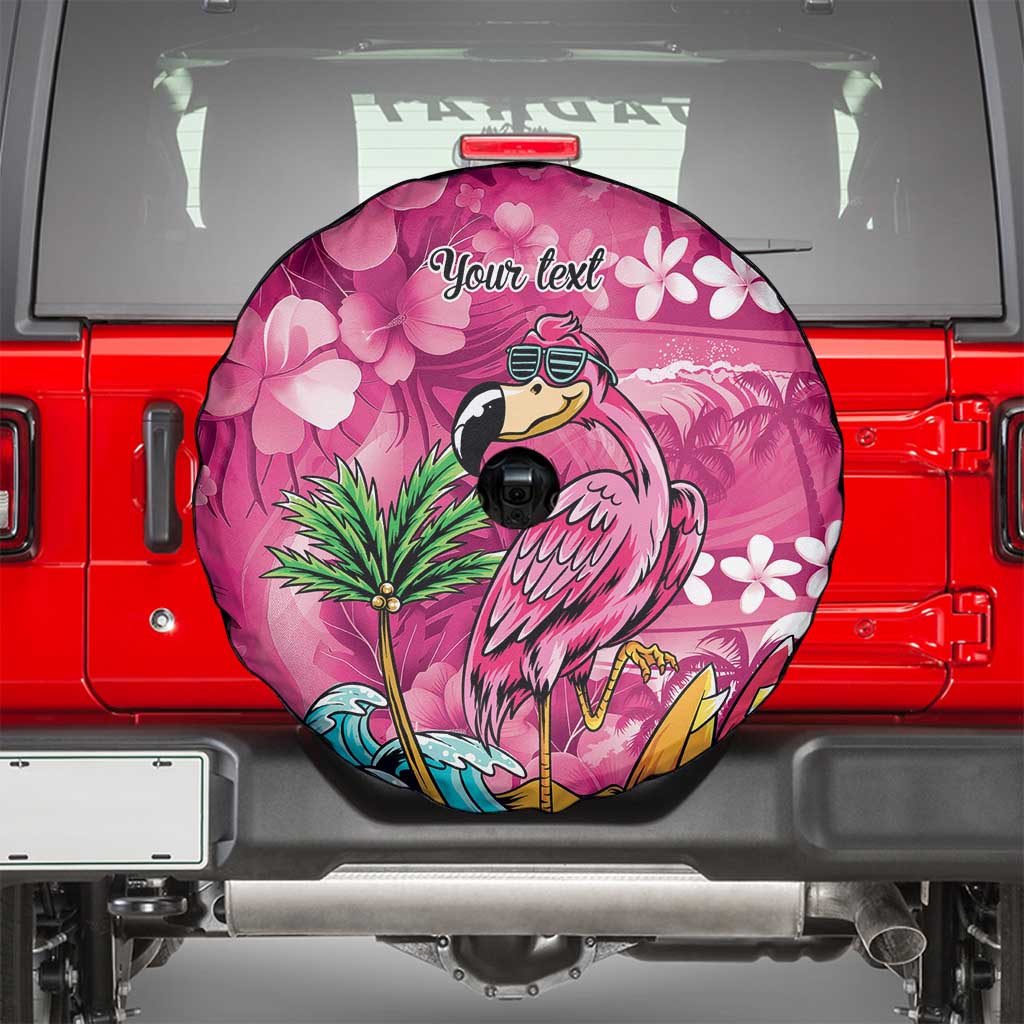 Hawaiian Flamingo Hibiscus Personalised Spare Tire Cover Pink Summer Tropical Flowers LT9 - Polynesian Pride