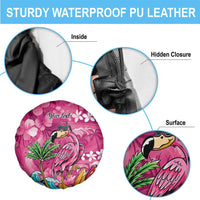 Hawaiian Flamingo Hibiscus Personalised Spare Tire Cover Pink Summer Tropical Flowers LT9 - Polynesian Pride