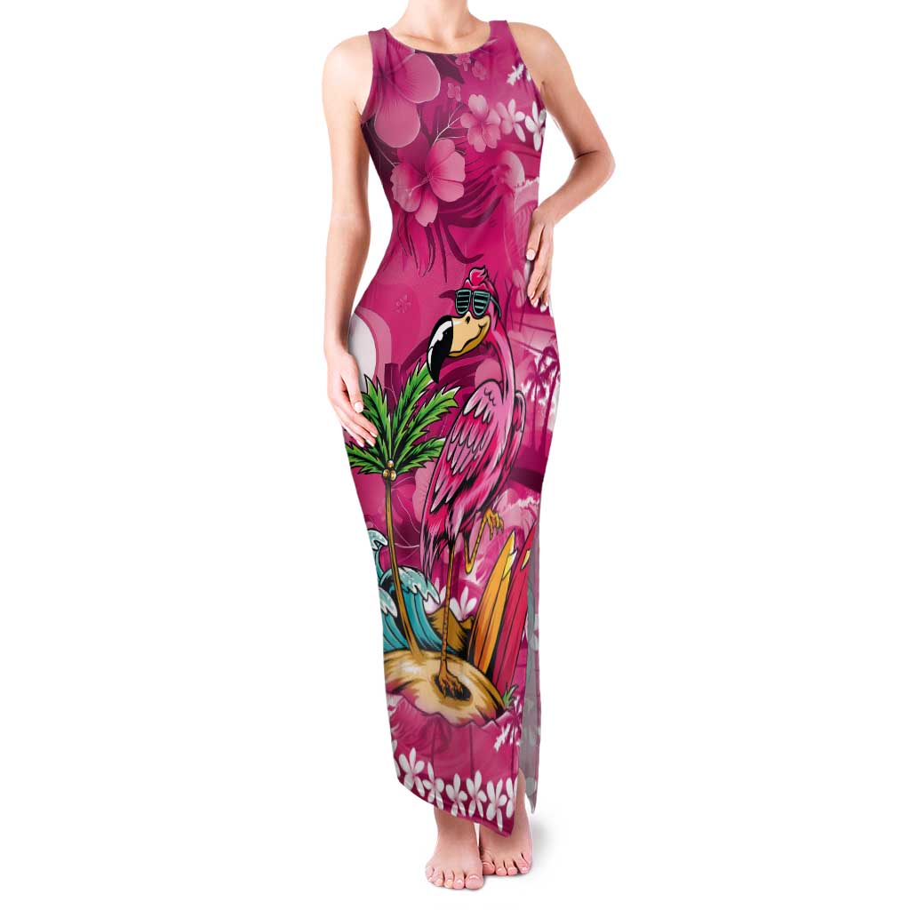 Hawaiian Flamingo Hibiscus Personalised Tank Maxi Dress Pink Summer Tropical Flowers LT9 Women Pink - Polynesian Pride