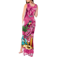 Hawaiian Flamingo Hibiscus Personalised Tank Maxi Dress Pink Summer Tropical Flowers LT9 - Polynesian Pride