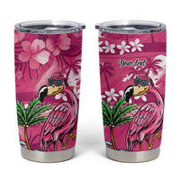 Hawaiian Flamingo Hibiscus Personalised Tumbler Cup Pink Summer Tropical Flowers LT9 Pink - Polynesian Pride