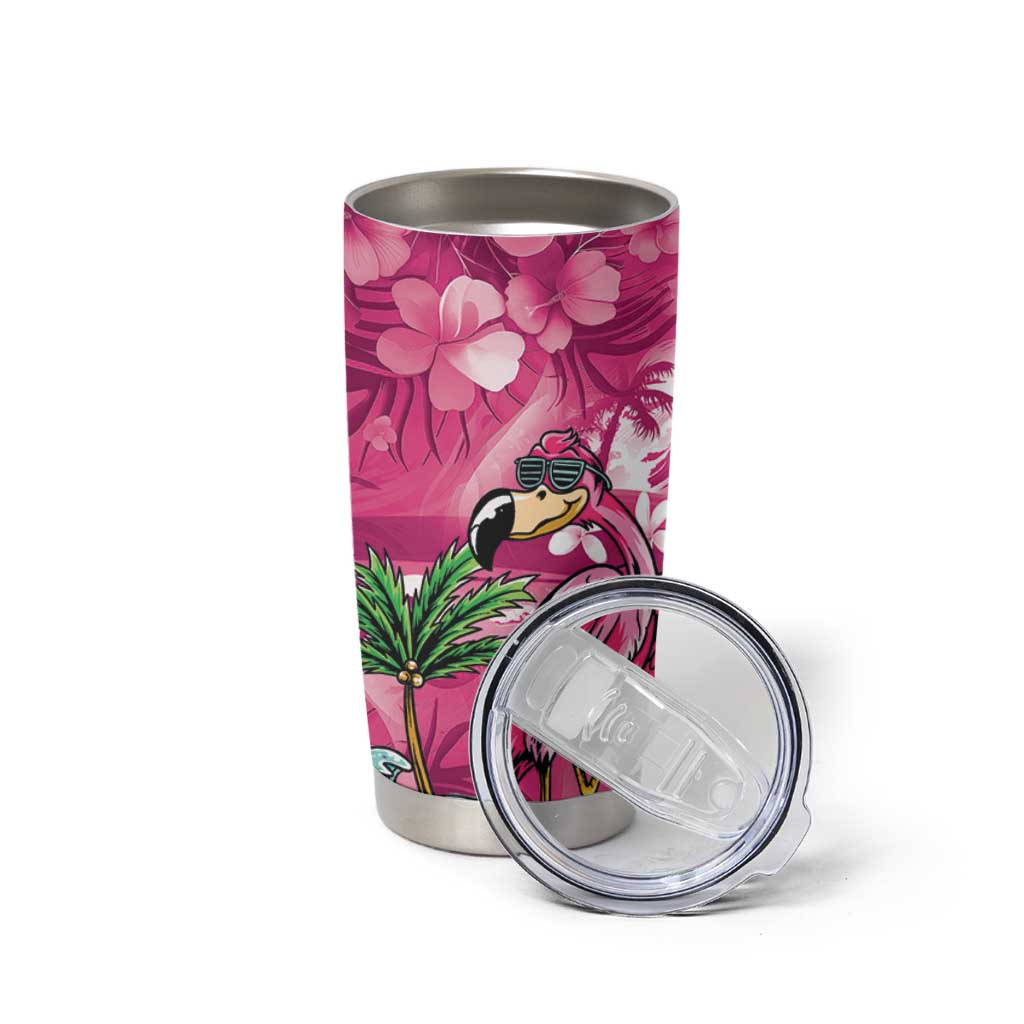Hawaiian Flamingo Hibiscus Personalised Tumbler Cup Pink Summer Tropical Flowers LT9 - Polynesian Pride