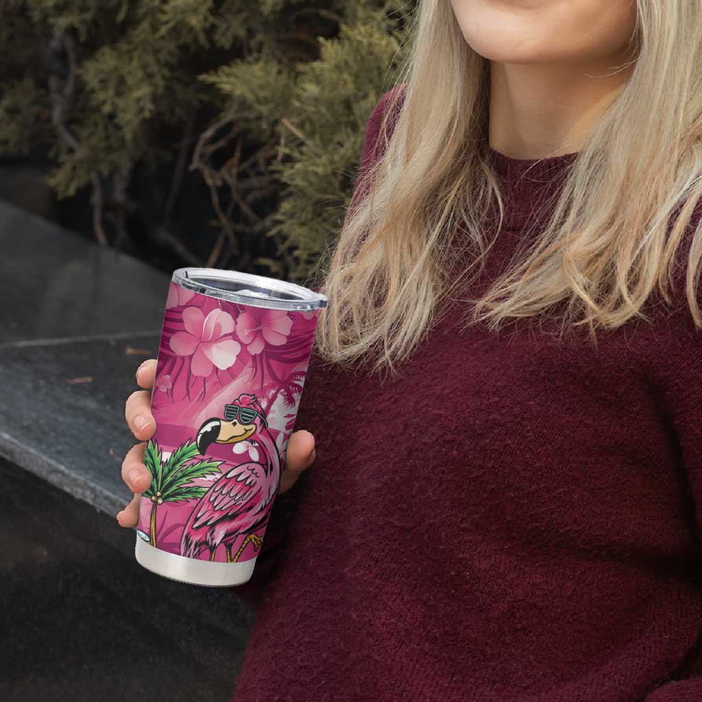 Hawaiian Flamingo Hibiscus Personalised Tumbler Cup Pink Summer Tropical Flowers LT9 - Polynesian Pride