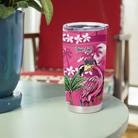 Hawaiian Flamingo Hibiscus Personalised Tumbler Cup Pink Summer Tropical Flowers LT9 - Polynesian Pride