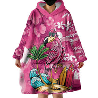 Hawaiian Flamingo Hibiscus Personalised Wearable Blanket Hoodie Pink Summer Tropical Flowers LT9 - Polynesian Pride