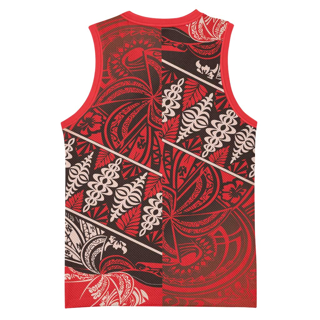 Vintage Ngatu Tribal Tonga Pattern Basketball Jersey - Polynesian Pride