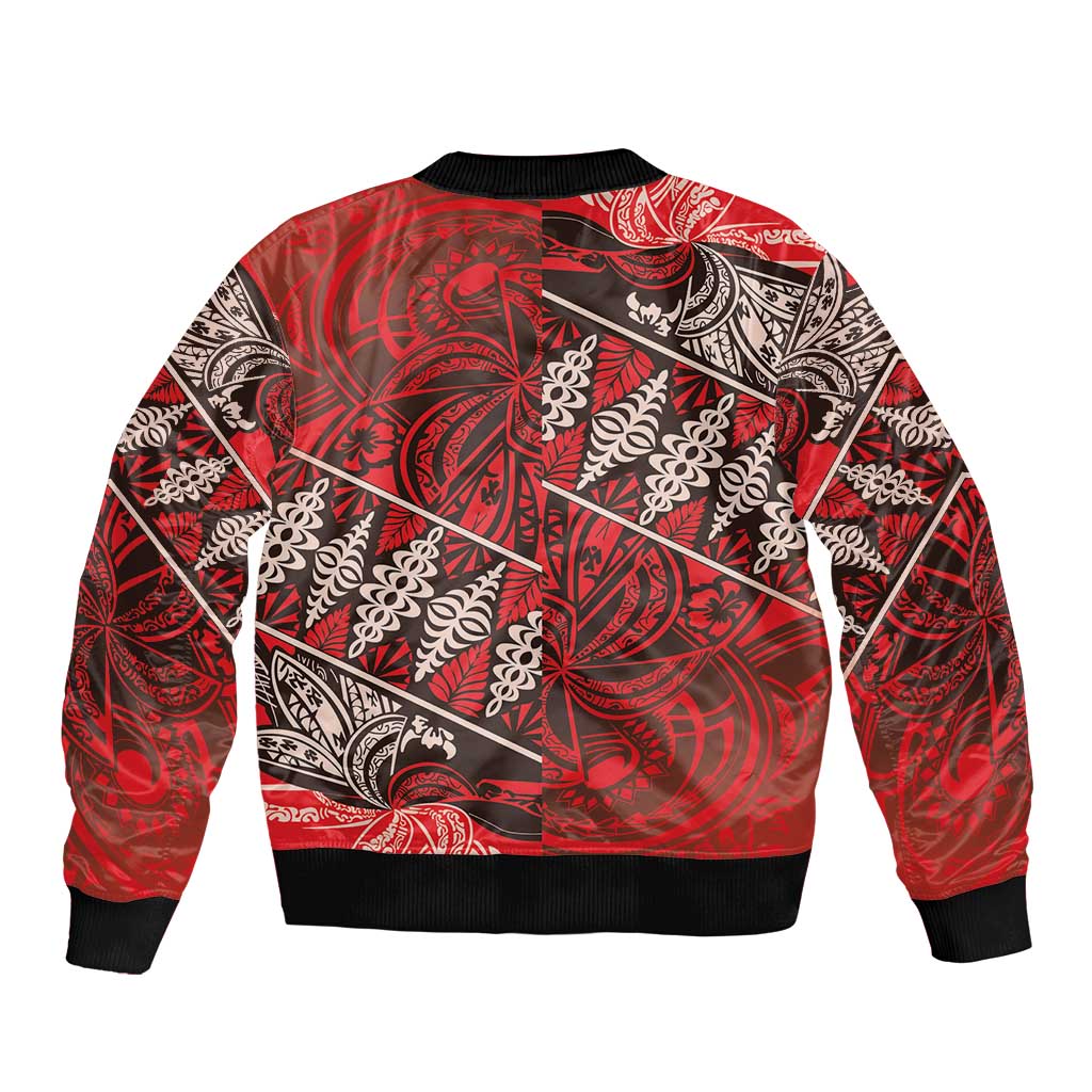 Vintage Ngatu Tribal Tonga Pattern Bomber Jacket LT9 - Polynesian Pride
