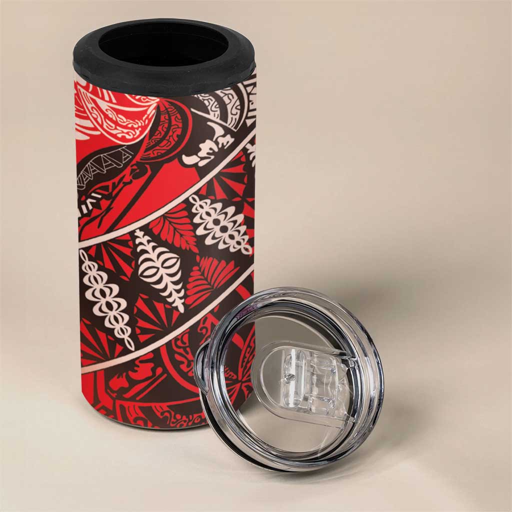 Vintage Ngatu Tribal Tonga Pattern 4 in 1 Can Cooler Tumbler LT9 - Polynesian Pride