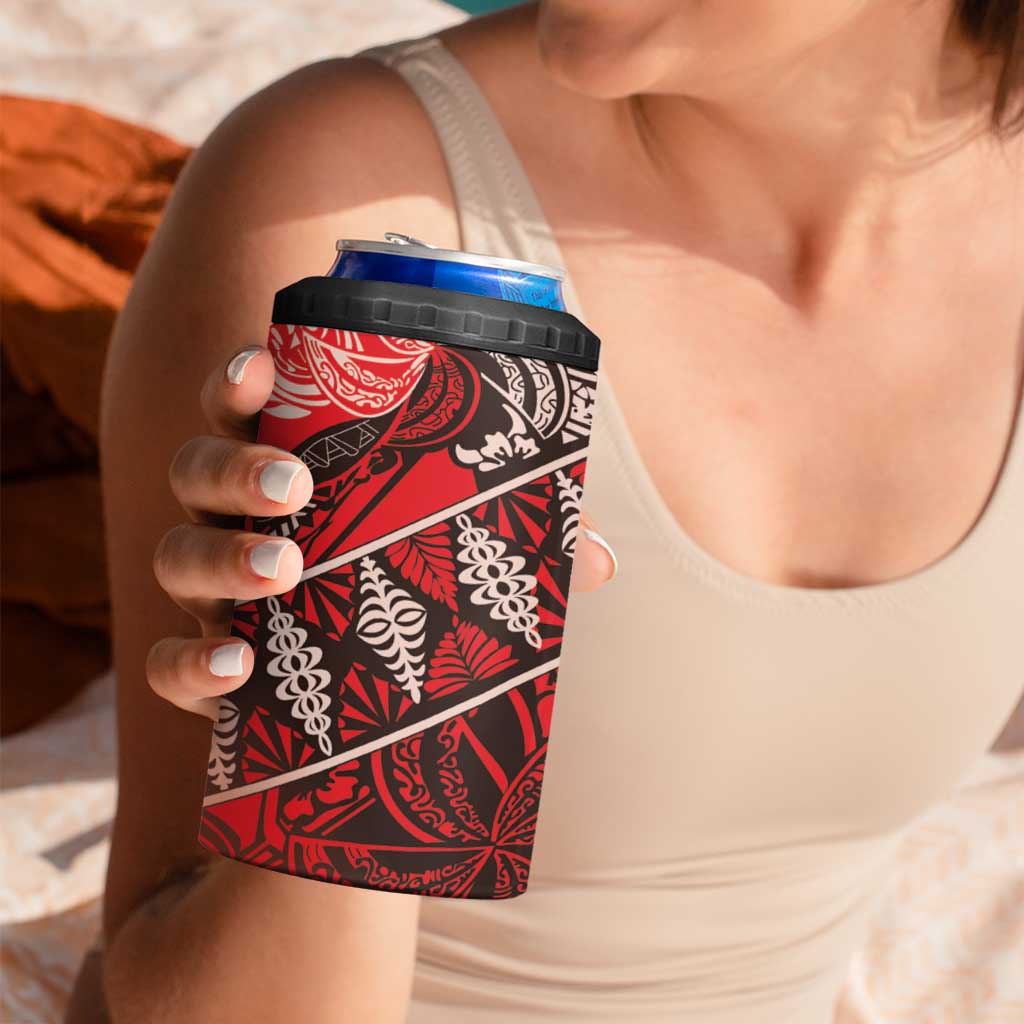 Vintage Ngatu Tribal Tonga Pattern 4 in 1 Can Cooler Tumbler LT9 - Polynesian Pride