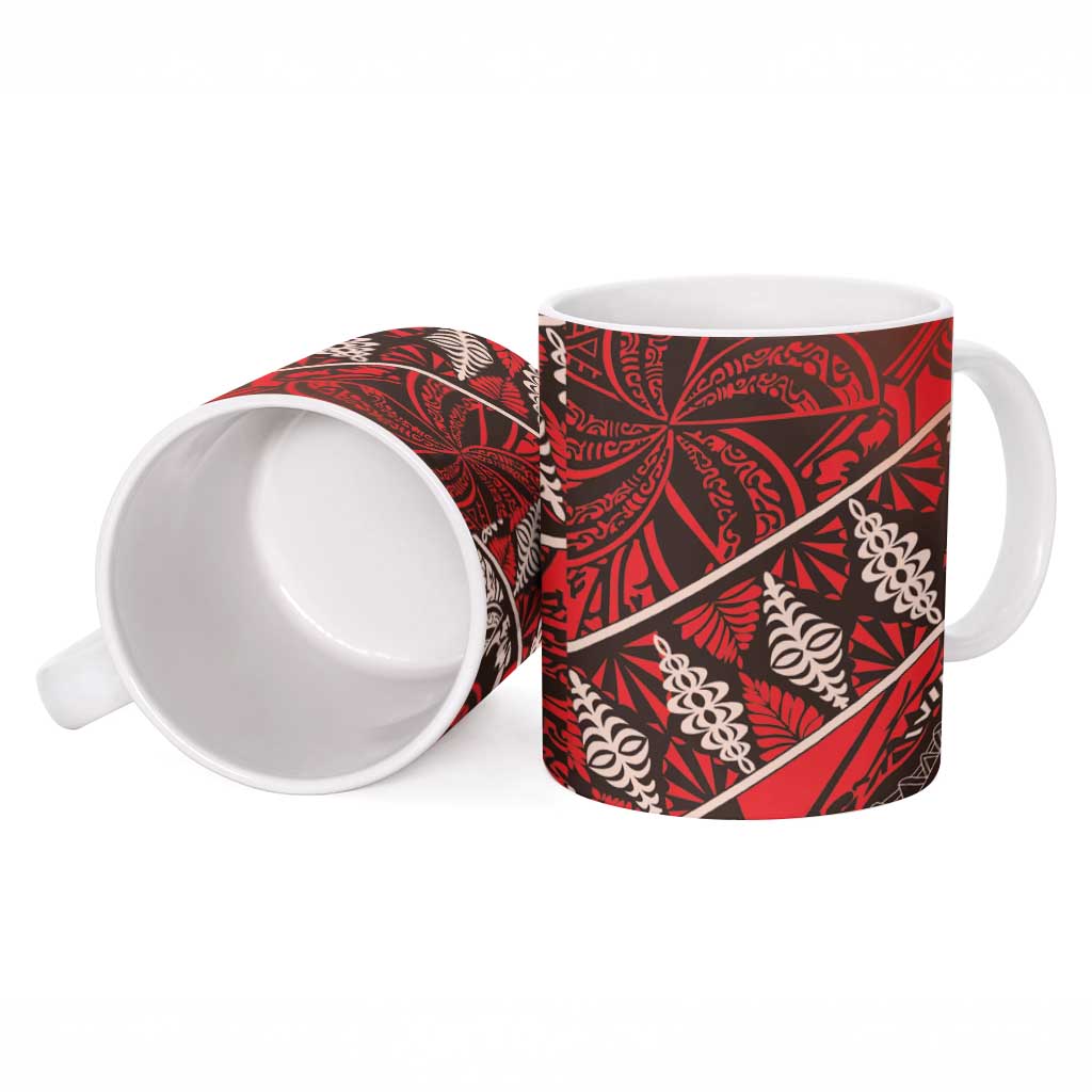 Vintage Ngatu Tribal Tonga Pattern Ceramic Mug - Polynesian Pride