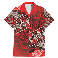 Vintage Ngatu Tribal Tonga Pattern Family Matching Mermaid Dress and Hawaiian Shirt LT9 Dad's Shirt - Short Sleeve Red - Polynesian Pride